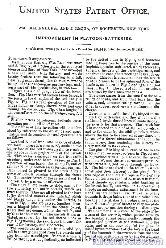 The BILLINGHURST August Sept 16 1862 Patent 2 