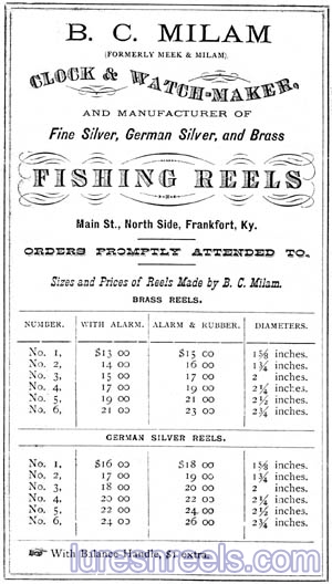 B C MILAM Reel Catalog circa 1885 